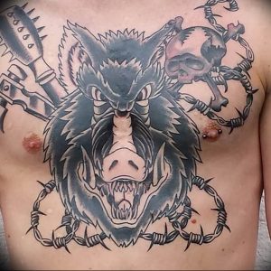 Фото рисунка тату кабан 11.10.2018 №047 - boar tattoo - tattoo-photo.ru
