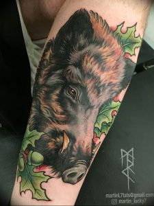 Фото рисунка тату кабан 11.10.2018 №057 - boar tattoo - tattoo-photo.ru