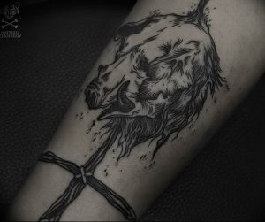 Фото рисунка тату кабан 11.10.2018 №086 - boar tattoo - tattoo-photo.ru