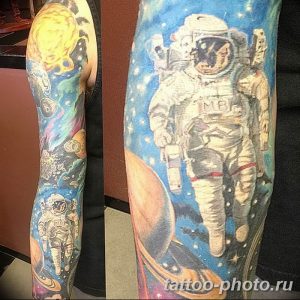 Фото рисунка тату космонавт 31.10.2018 №006 - cosmonaut tattoo - tattoo-photo.ru