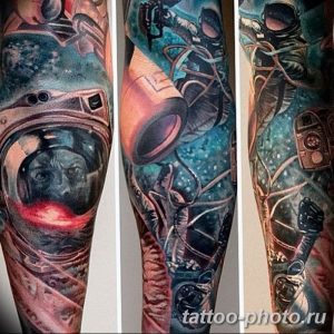 Фото рисунка тату космонавт 31.10.2018 №018 - cosmonaut tattoo - tattoo-photo.ru