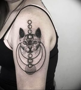 Фото рисунка тату кошка 09.10.2018 №010 - cat tattoo - tattoo-photo.ru