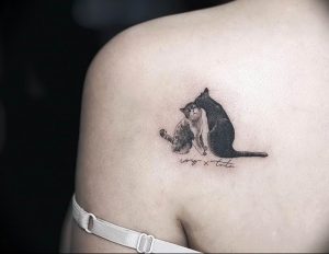Фото рисунка тату кошка 09.10.2018 №011 - cat tattoo - tattoo-photo.ru