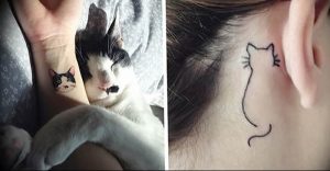 Фото рисунка тату кошка 09.10.2018 №015 - cat tattoo - tattoo-photo.ru