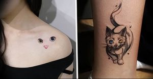 Фото рисунка тату кошка 09.10.2018 №022 - cat tattoo - tattoo-photo.ru