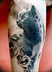 Фото рисунка тату кошка 09.10.2018 №050 - cat tattoo - tattoo-photo.ru