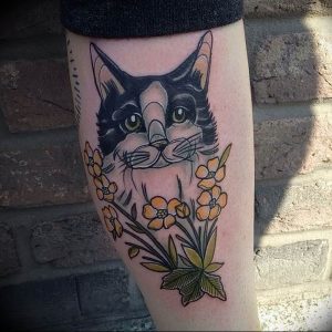 Фото рисунка тату кошка 09.10.2018 №063 - cat tattoo - tattoo-photo.ru