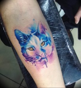 Фото рисунка тату кошка 09.10.2018 №066 - cat tattoo - tattoo-photo.ru