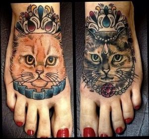 Фото рисунка тату кошка 09.10.2018 №088 - cat tattoo - tattoo-photo.ru