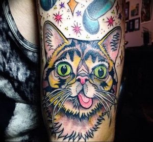 Фото рисунка тату кошка 09.10.2018 №133 - cat tattoo - tattoo-photo.ru