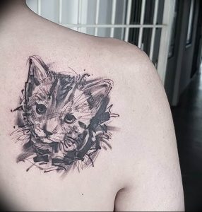 Фото рисунка тату кошка 09.10.2018 №138 - cat tattoo - tattoo-photo.ru