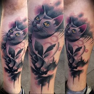 Фото рисунка тату кошка 09.10.2018 №150 - cat tattoo - tattoo-photo.ru
