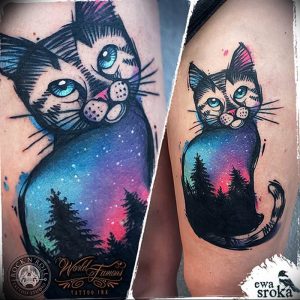 Фото рисунка тату кошка 09.10.2018 №195 - cat tattoo - tattoo-photo.ru