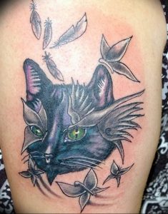 Фото рисунка тату кошка 09.10.2018 №209 - cat tattoo - tattoo-photo.ru