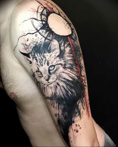 Фото рисунка тату кошка 09.10.2018 №213 - cat tattoo - tattoo-photo.ru