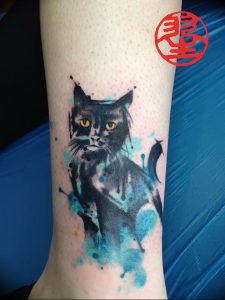 Фото рисунка тату кошка 09.10.2018 №217 - cat tattoo - tattoo-photo.ru