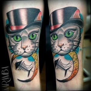 Фото рисунка тату кошка 09.10.2018 №284 - cat tattoo - tattoo-photo.ru