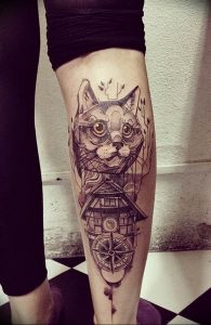 Фото рисунка тату кошка 09.10.2018 №338 - cat tattoo - tattoo-photo.ru