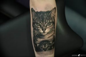 Фото рисунка тату кошка 09.10.2018 №353 - cat tattoo - tattoo-photo.ru