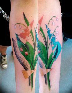 Фото рисунка тату ландыш 12.10.2018 №033 - tattoo lily of the valley - tattoo-photo.ru