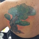 tattoos of bonsai trees Covering up an old tattoo and a scar wit