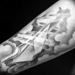 Фото тату бумажный самолетик 09.10.2018 №027 - tattoo paper airplane - tattoo-photo.ru