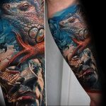 Фото тату игуана 26.10.2018 №014 - tattoo iguana - tattoo-photo.ru