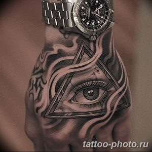 фото рисунка тату глаз в треугольнике 27.11.2018 №065 - tattoo of eyes - tattoo-photo.ru