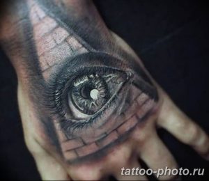 фото рисунка тату глаз в треугольнике 27.11.2018 №082 - tattoo of eyes - tattoo-photo.ru