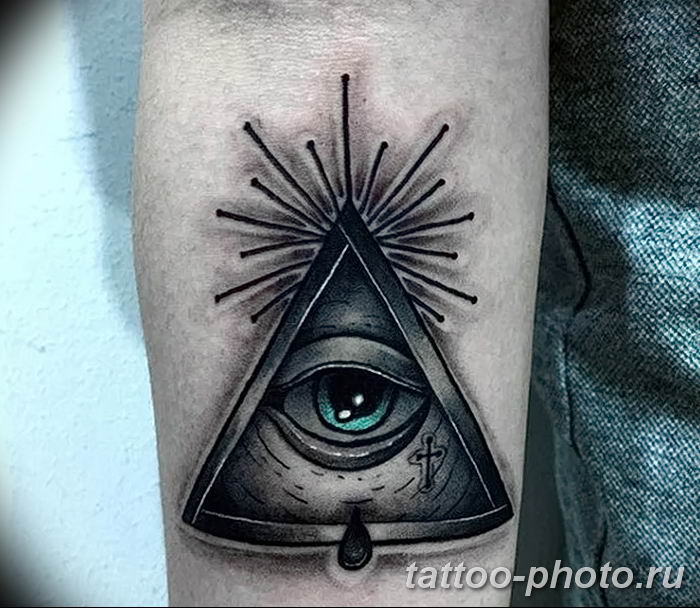 фото рисунка тату глаз в треугольнике 27.11.2018 №010 - tattoo of eyes - tattoo-photo.ru