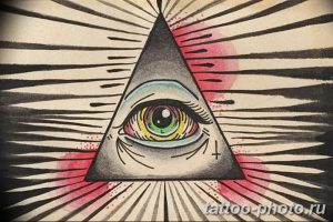 фото рисунка тату глаз в треугольнике 27.11.2018 №048 - tattoo of eyes - tattoo-photo.ru