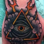 фото рисунка тату глаз в треугольнике 27.11.2018 №067 - tattoo of eyes - tattoo-photo.ru