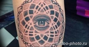фото рисунка тату глаз в треугольнике 27.11.2018 №072 - tattoo of eyes - tattoo-photo.ru