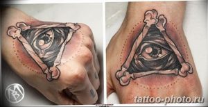 фото рисунка тату глаз в треугольнике 27.11.2018 №261 - tattoo of eyes - tattoo-photo.ru