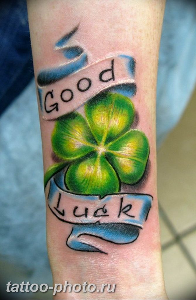 фото тату клевер четырехлистный 24.12.2018 №384 - four leaf clover tattoo - tattoo-photo.ru