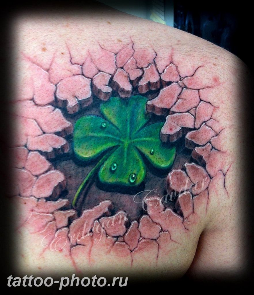 фото тату клевер четырехлистный 24.12.2018 №459 - four leaf clover tattoo - tattoo-photo.ru