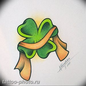 фото тату клевер четырехлистный 24.12.2018 №092 - four leaf clover tattoo - tattoo-photo.ru