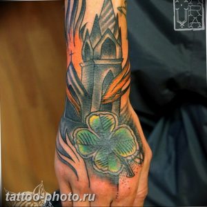 фото тату клевер четырехлистный 24.12.2018 №185 - four leaf clover tattoo - tattoo-photo.ru