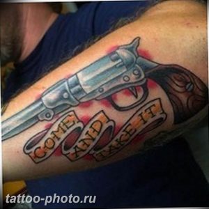 фото тату револьвер 24.12.2018 №022 - photo tattoo revolver - tattoo-photo.ru
