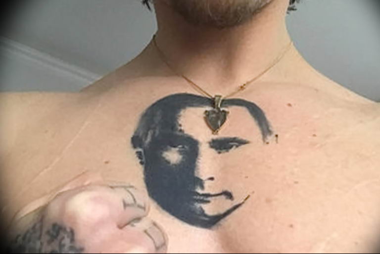 тату с Путиным на груди 03.02.2019 №002 - tattoo with Putin on his chest - tattoo-photo.ru