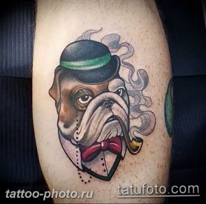 Фото тату бульдог 27.02.2019 №012 - Photo tattoo bulldog - tattoo-photo.ru