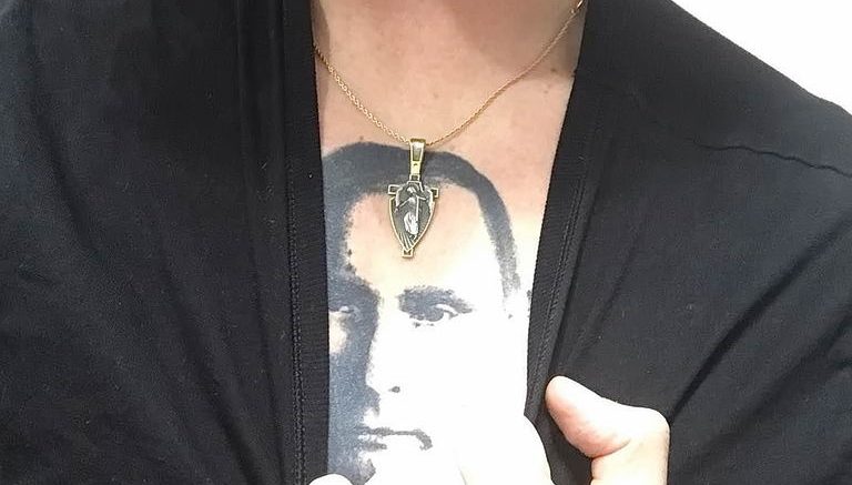 тату с Путиным на груди 03.02.2019 №004 - tattoo with Putin on his chest - tattoo-photo.ru