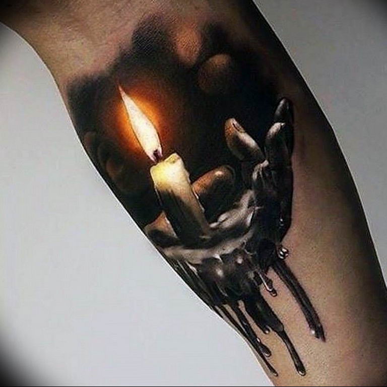 burning candle tattoo