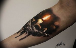 фото тату горящая свеча 20.03.2019 №001 - tattoo burning candle - tattoo-photo.ru