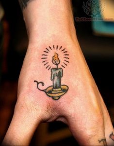 фото тату на кисти руки в виде свечи 20.03.2019 №005 - tattoo candle - tattoo-photo.ru