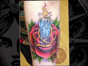 фото тату на руке со свечей 20.03.2019 №029 - tattoo on the arm with a cand - tattoo-photo.ru