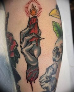 фото тату на руке со свечей 20.03.2019 №034 - tattoo on the arm with a cand - tattoo-photo.ru