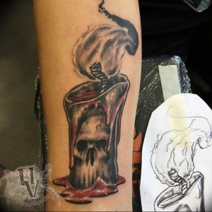 фото тату на руке со свечей 20.03.2019 №054 - tattoo on the arm with a cand - tattoo-photo.ru