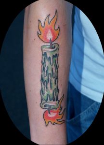 фото тату свеча на предплечье 20.03.2019 №044 - forearm candle tattoo - tattoo-photo.ru