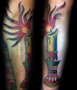 фото тату свеча на предплечье 20.03.2019 №048 - forearm candle tattoo - tattoo-photo.ru